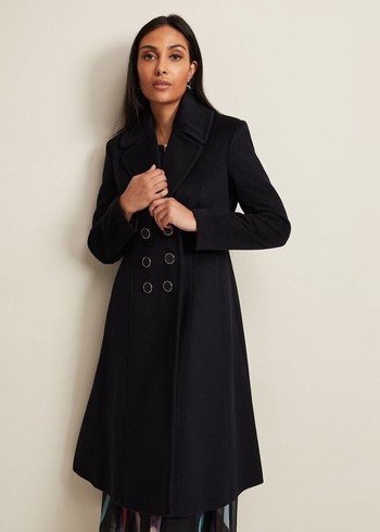 Phase Eight Petite Sandra Wool Fit And Flare Coats Navy USA | 2109687-YO